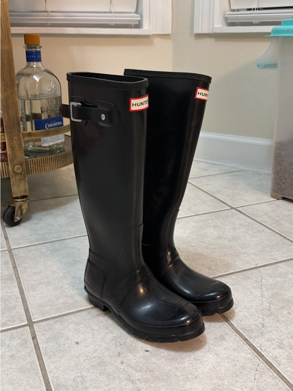Hunter Black Gloss Tall Rubber Rain Boots